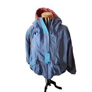 Vintage 90s HCC Henri Charles Colsene Puffer Ski Jacket Parka L Blue Geneva